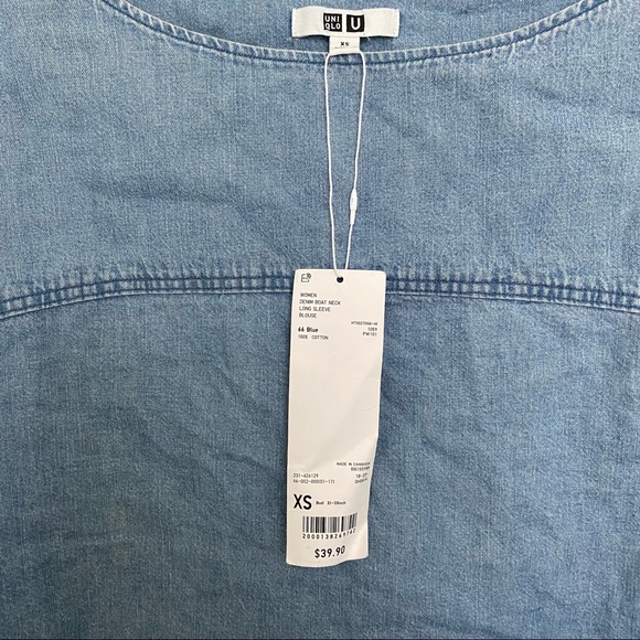 NWT Uniqlo Denim Boat Neck Long Sleeve Blouse - Picture 10 of 10